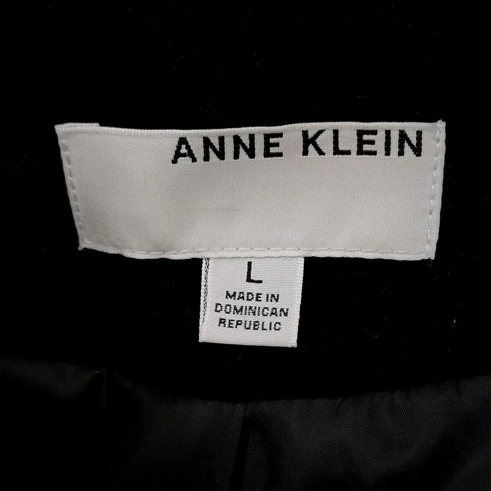 NEW Anne Klein Classic Double Breasted Pea Coat Womens Large Black‎ Wool Blend